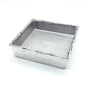 Mariposa Bamboo Square Metal Napkin Box NWT